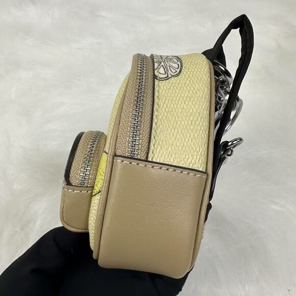 COACH Mini Court Backpack Bag Charm With Lemon Print In Canvas Yellow CAP03 NWT - Picture 3 of 7
